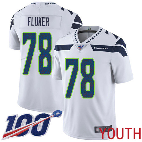 Seattle Seahawks Limited White Youth D.J. Fluker Road Jersey NFL Football #78 100th Season Vapor Untouchable